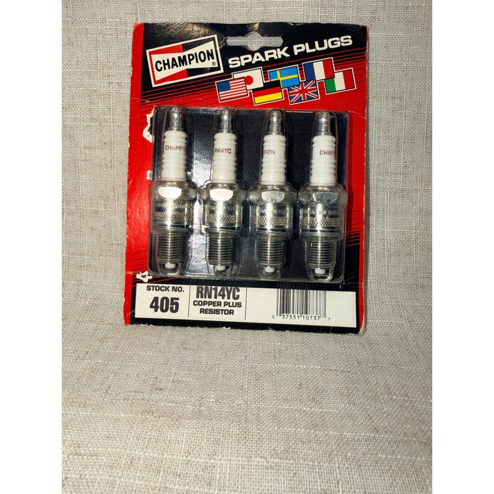 Champion Copper Plus Resistor Spark Plugs RN14YC Stock 405 Vintage 4 Pack USA